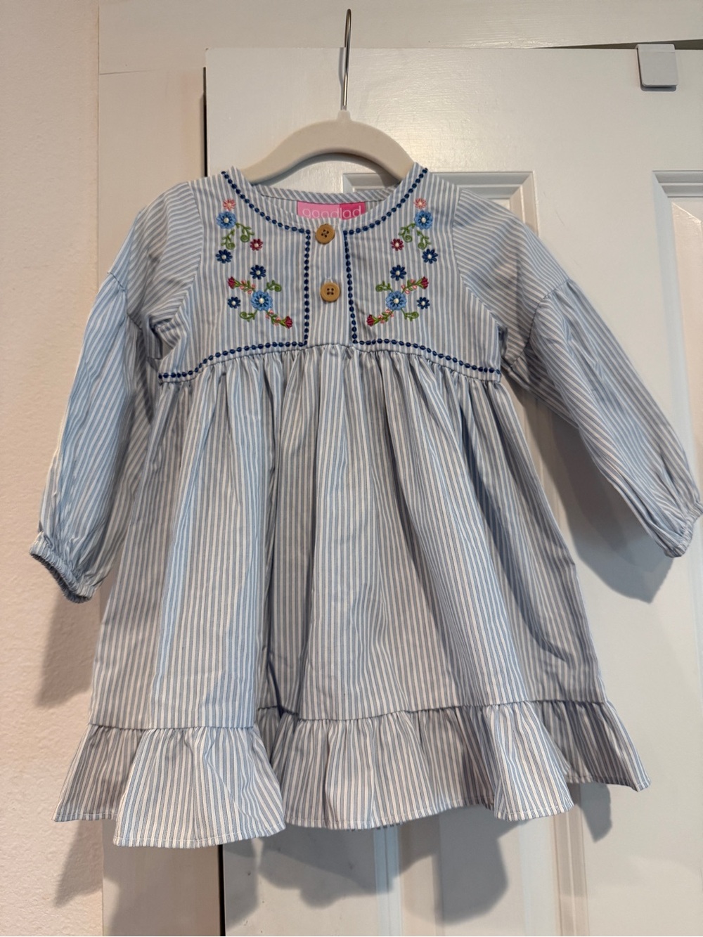 Good lad toddler stripe embroidered dress
